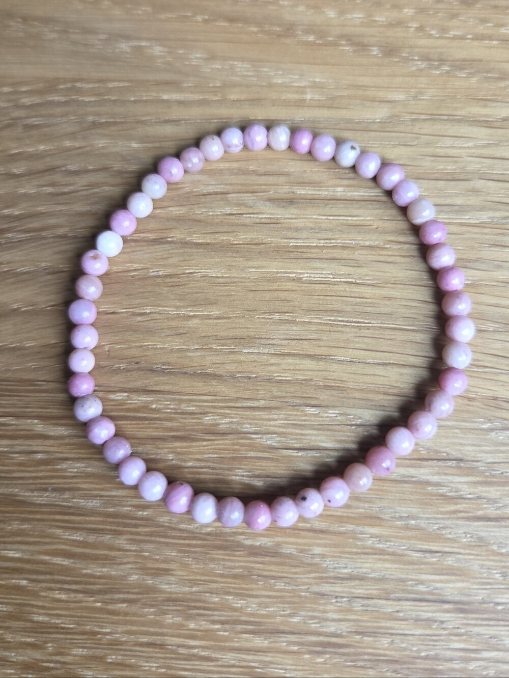 Pink Rhodonite Beads Stretch Bracelet - Hand Crafted